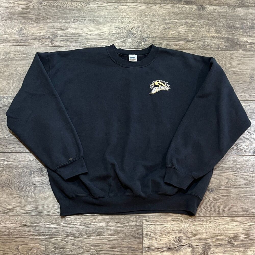 Vintage Y2K Western Michigan Broncos Sweatshirt Black Embroidered - Men's XL